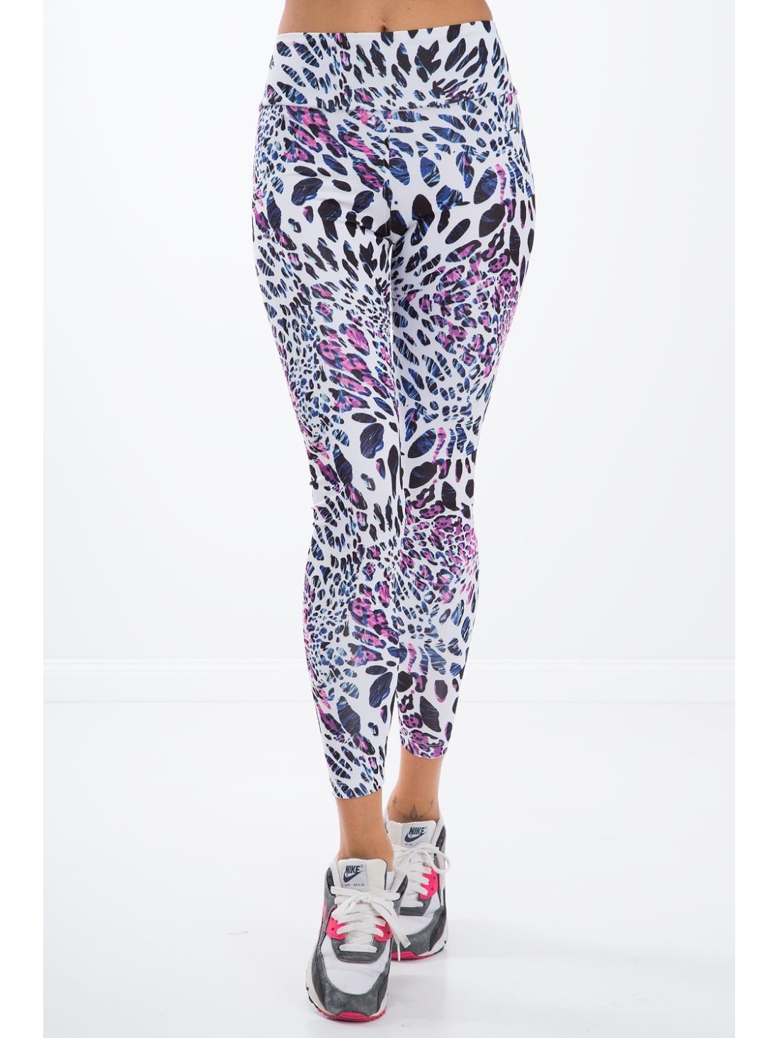 White leopard print sports leggings H006 - Online store - Boutique